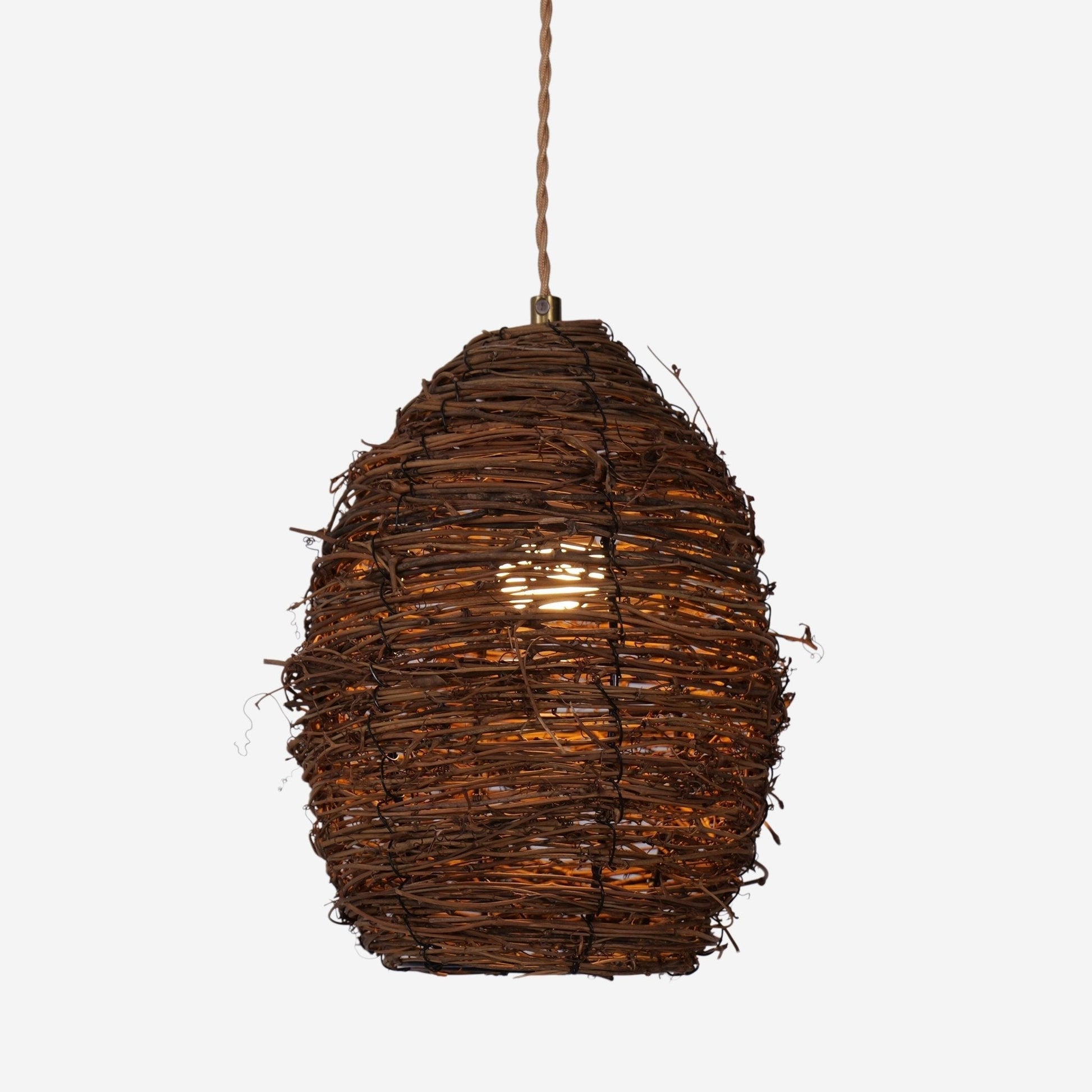 Lightsin Handcrafted Rustic Woven Rattan and Iron Pendant Light - House Comfort