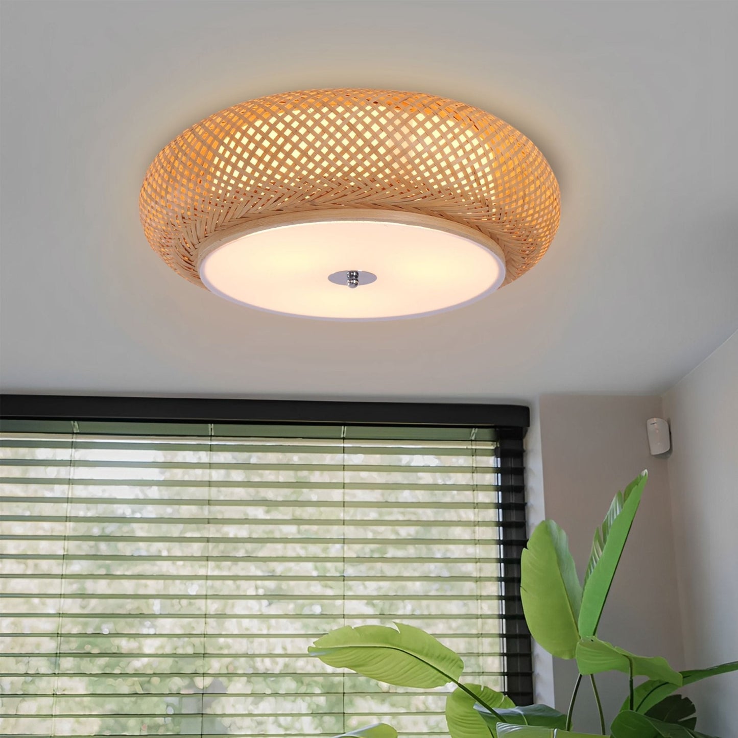 Lightsin Handwoven Bamboo Ceiling Light – Zen - Style LED Fixture for Living Room, Bedroom & Dining Room - House Comfort