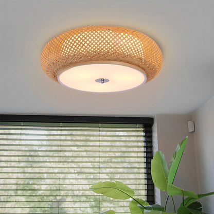 Lightsin Handwoven Bamboo Ceiling Light – Zen - Style LED Fixture for Living Room, Bedroom & Dining Room - House Comfort