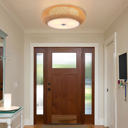 Lightsin Handwoven Bamboo Ceiling Light – Zen - Style LED Fixture for Living Room, Bedroom & Dining Room - House Comfort