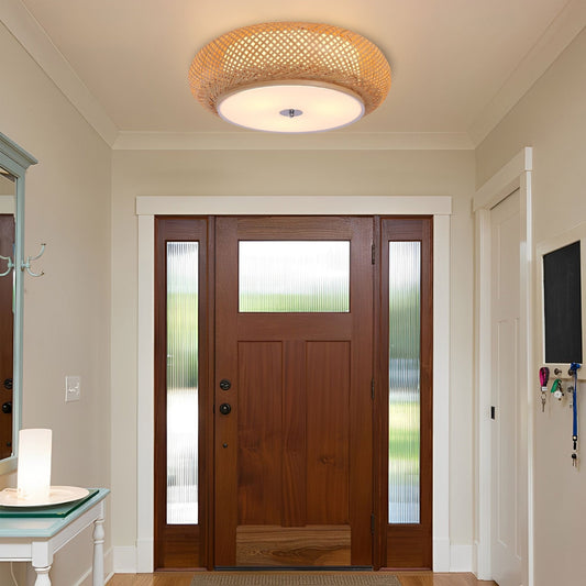 Lightsin Handwoven Bamboo Ceiling Light – Zen - Style LED Fixture for Living Room, Bedroom & Dining Room - House Comfort