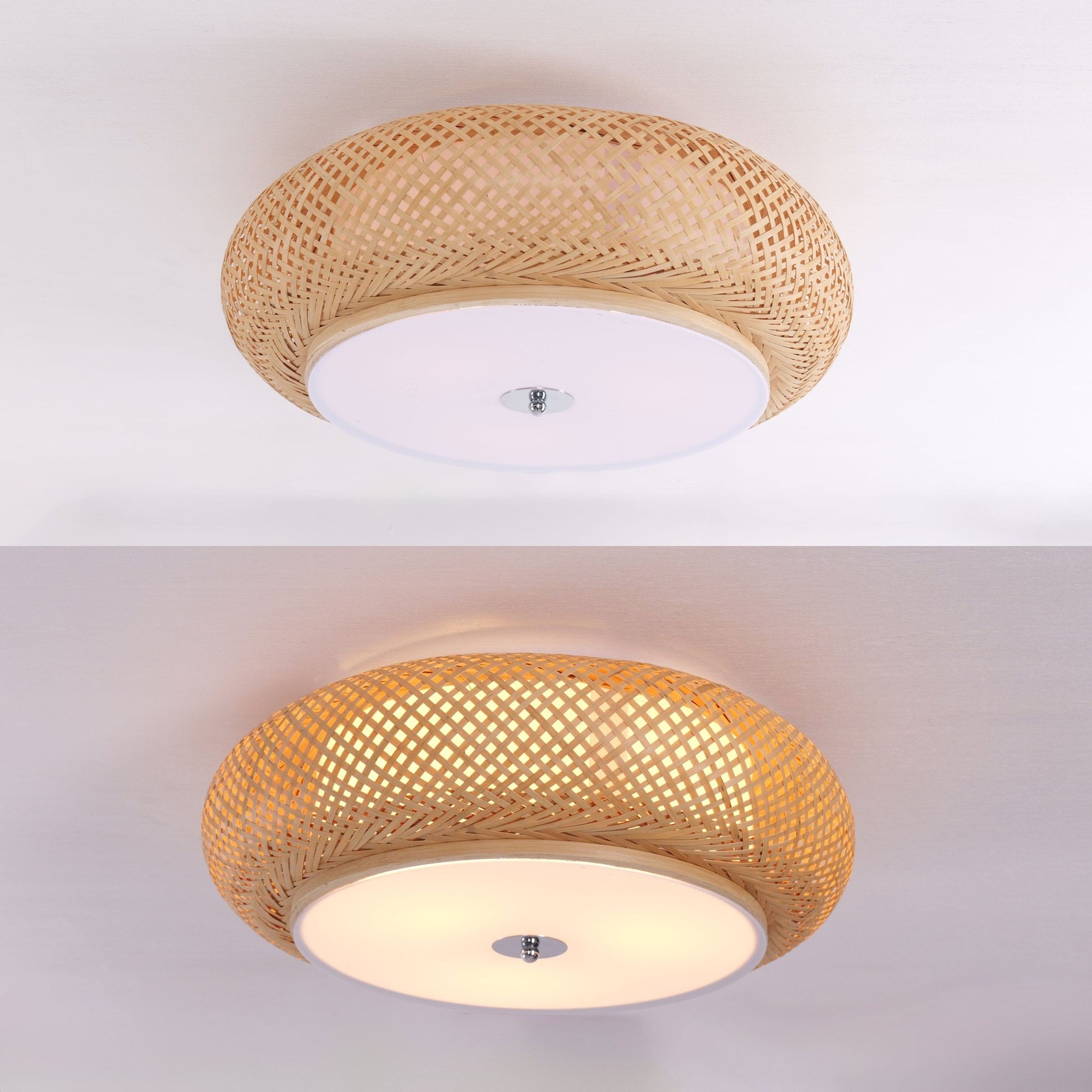 Lightsin Handwoven Bamboo Ceiling Light – Zen - Style LED Fixture for Living Room, Bedroom & Dining Room - House Comfort