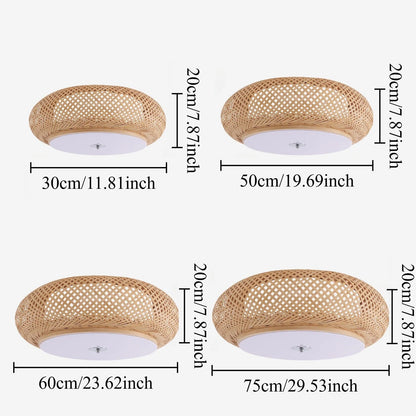 Lightsin Handwoven Bamboo Ceiling Light – Zen - Style LED Fixture for Living Room, Bedroom & Dining Room - House Comfort