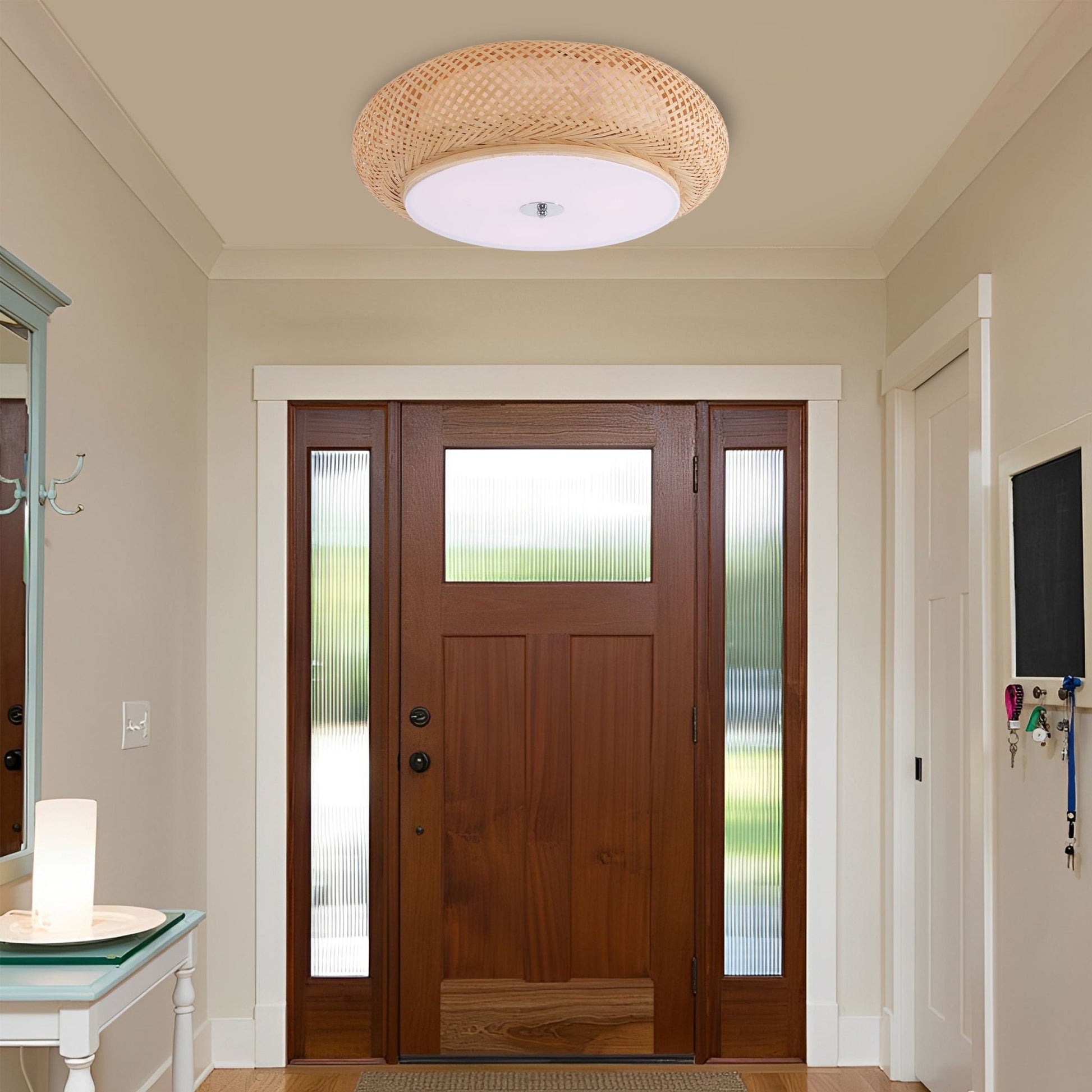 Lightsin Handwoven Bamboo Ceiling Light – Zen - Style LED Fixture for Living Room, Bedroom & Dining Room - House Comfort