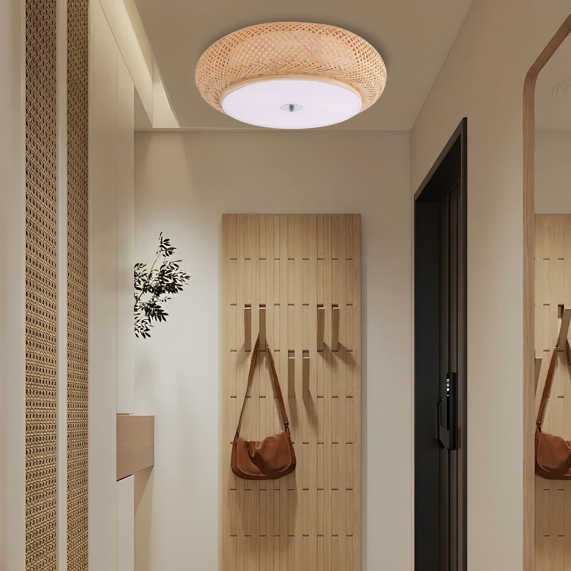 Lightsin Handwoven Bamboo Ceiling Light – Zen - Style LED Fixture for Living Room, Bedroom & Dining Room - House Comfort