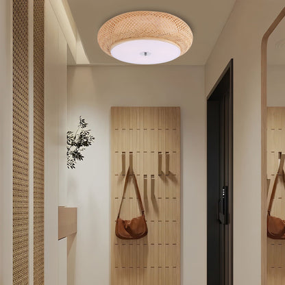 Lightsin Handwoven Bamboo Ceiling Light – Zen - Style LED Fixture for Living Room, Bedroom & Dining Room - House Comfort
