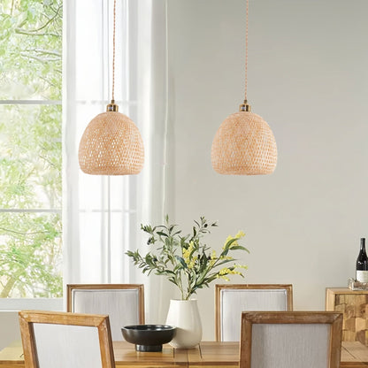 Lightsin Handwoven Bamboo Pendant Light – Natural, Eco - Friendly Lighting for Cozy Spaces - House Comfort