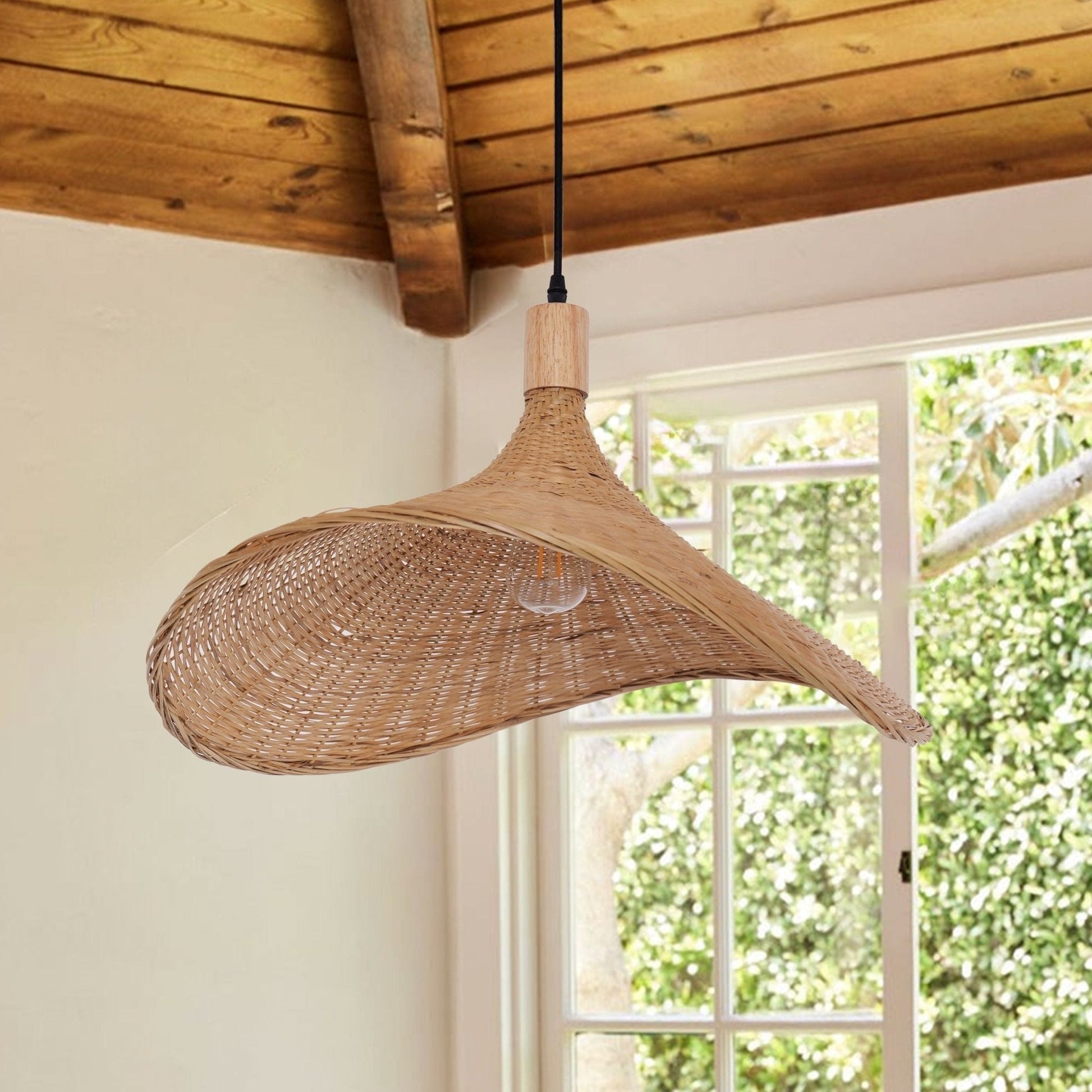 Lightsin Handwoven Bamboo Shade Pendant Light for Cozy Interiors - House Comfort