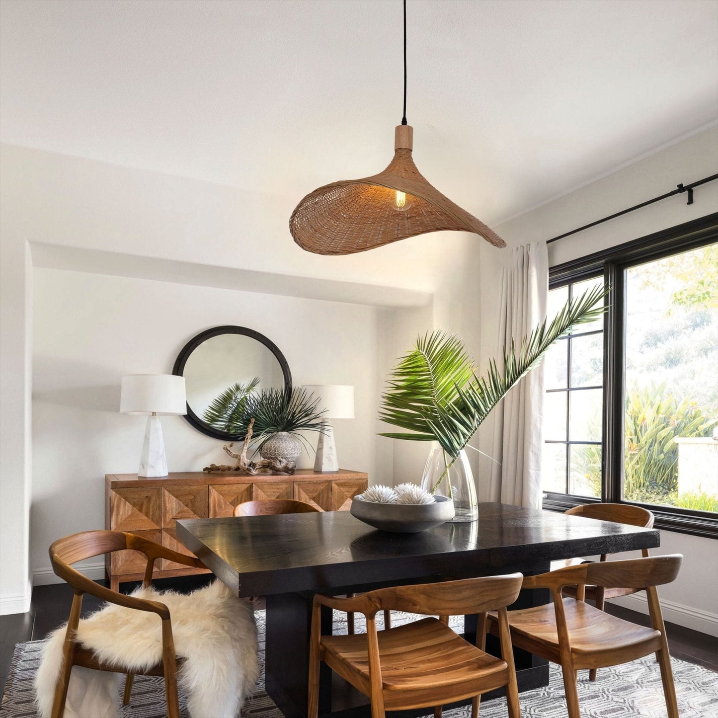 Lightsin Handwoven Bamboo Shade Pendant Light for Cozy Interiors - House Comfort