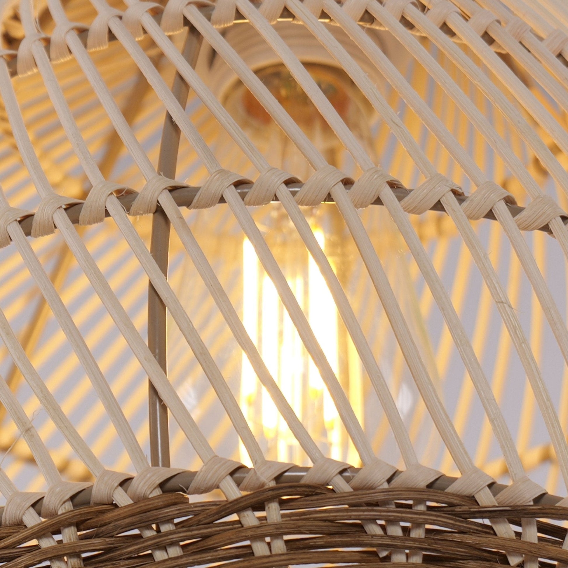 Lightsin Handwoven Boho Teardrop Design Rattan Iron Pendant Light - House Comfort