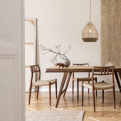 Lightsin Handwoven Boho Teardrop Design Rattan Iron Pendant Light - House Comfort