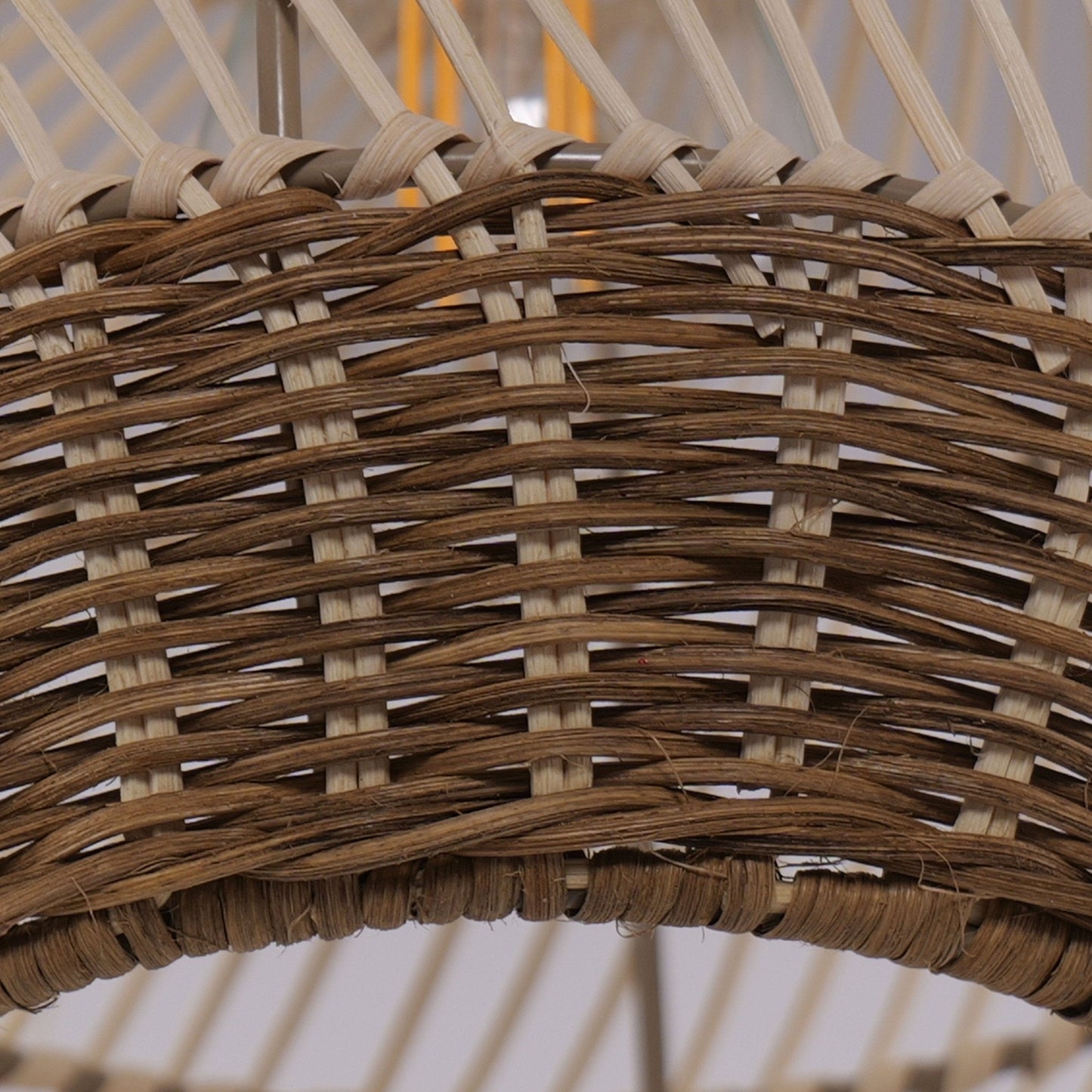 Lightsin Handwoven Boho Teardrop Design Rattan Iron Pendant Light - House Comfort