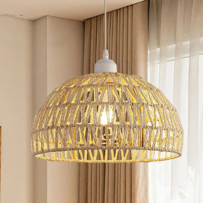 Lightsin Handwoven Hemp Rope Classic Bowl Shaped Pendant Light Retro Style - House Comfort