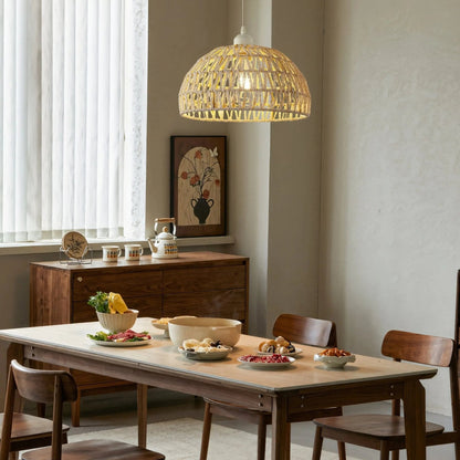 Lightsin Handwoven Hemp Rope Classic Bowl Shaped Pendant Light Retro Style - House Comfort