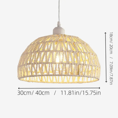 Lightsin Handwoven Hemp Rope Classic Bowl Shaped Pendant Light Retro Style - House Comfort