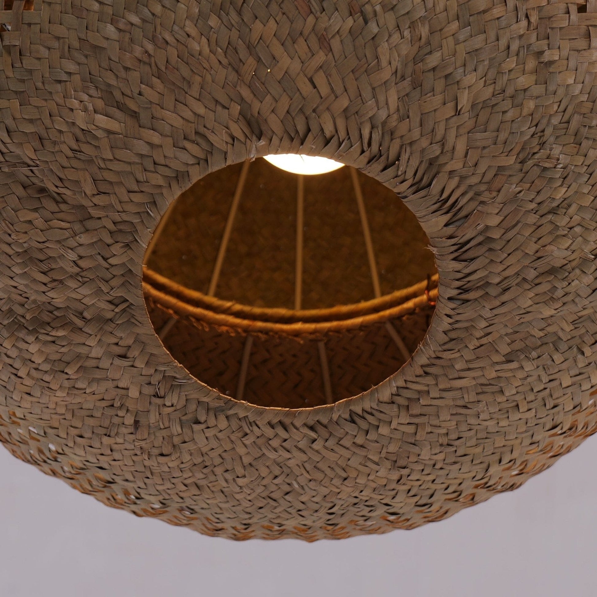 Lightsin Handwoven Natural Bulrush Pendant Ceiling Light with Pot Lid - Inspired Design - House Comfort