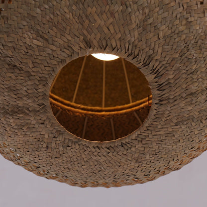 Lightsin Handwoven Natural Bulrush Pendant Ceiling Light with Pot Lid - Inspired Design - House Comfort