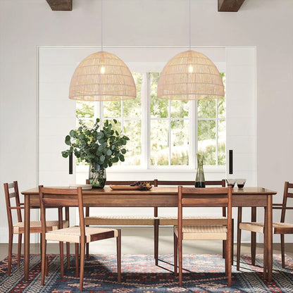 Lightsin Handwoven Paper Rope Dome Pendant Light – Eco - Friendly Ceiling Pendant Light with Iron Frame for Kitchen Island, Dining Room, or Living Room Lighting - House Comfort