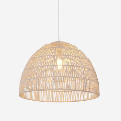 Lightsin Handwoven Paper Rope Dome Pendant Light – Eco - Friendly Ceiling Pendant Light with Iron Frame for Kitchen Island, Dining Room, or Living Room Lighting - House Comfort