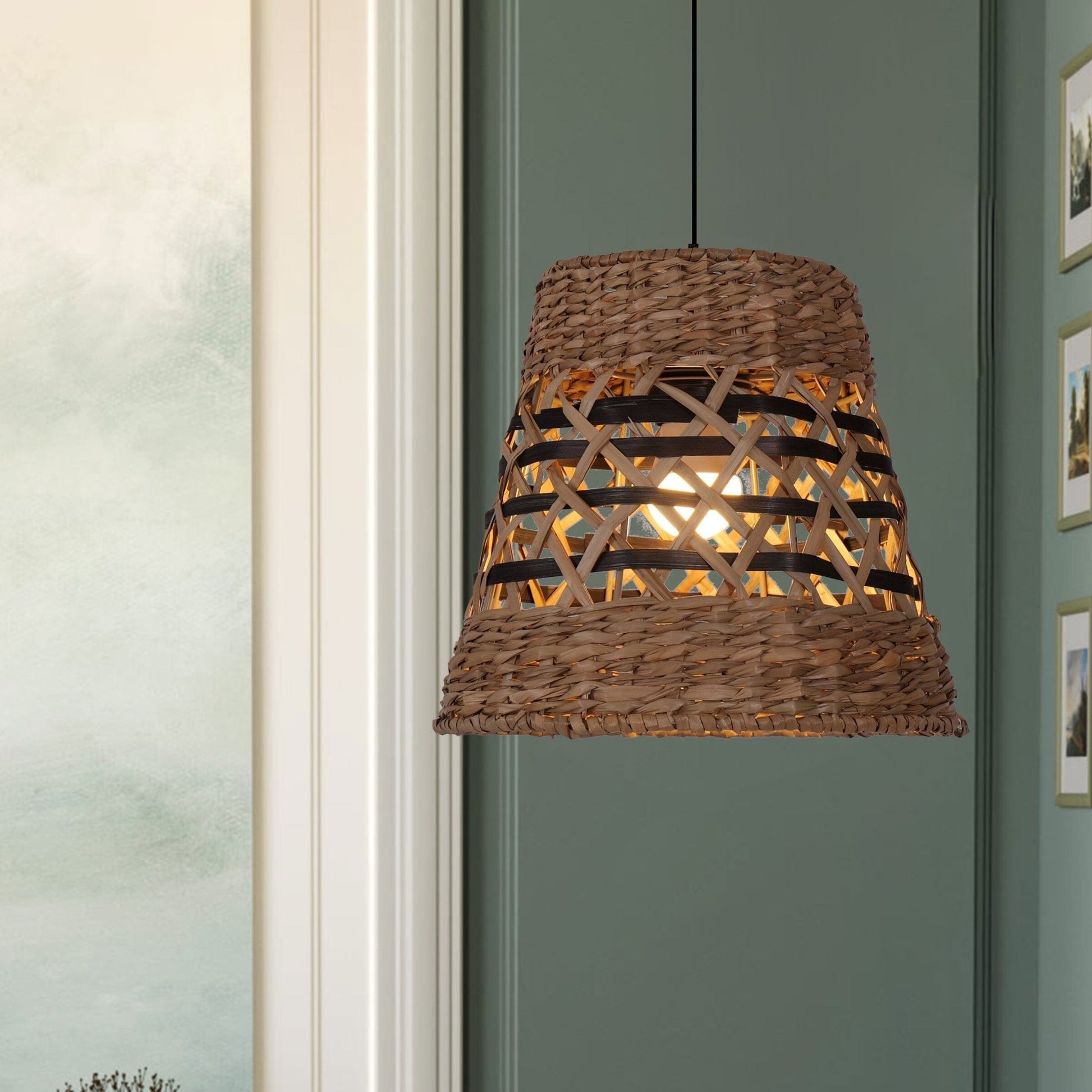 Lightsin Handwoven Paper Rope Pendant Light Bohemian Rustic Charm - House Comfort