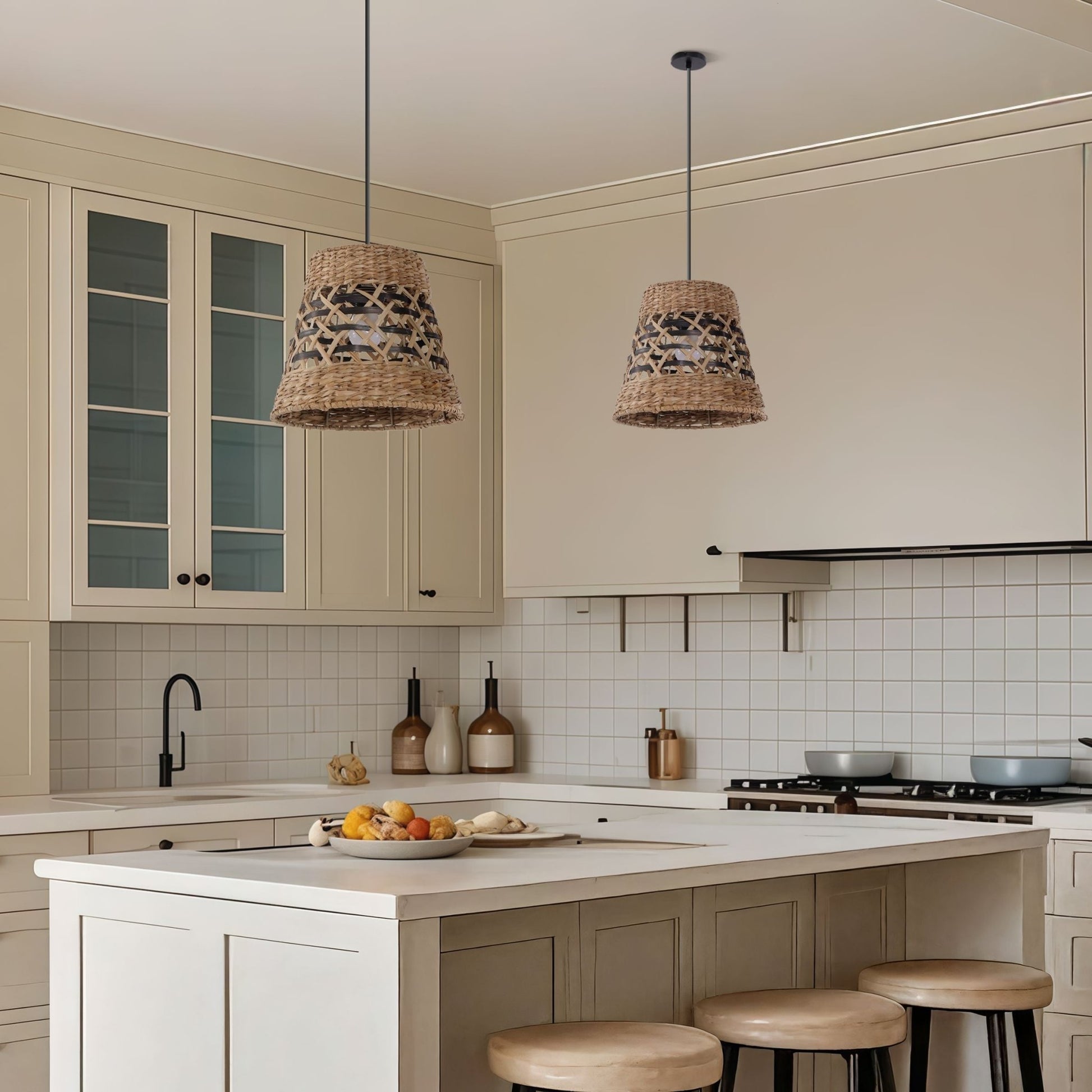 Lightsin Handwoven Paper Rope Pendant Light Bohemian Rustic Charm - House Comfort