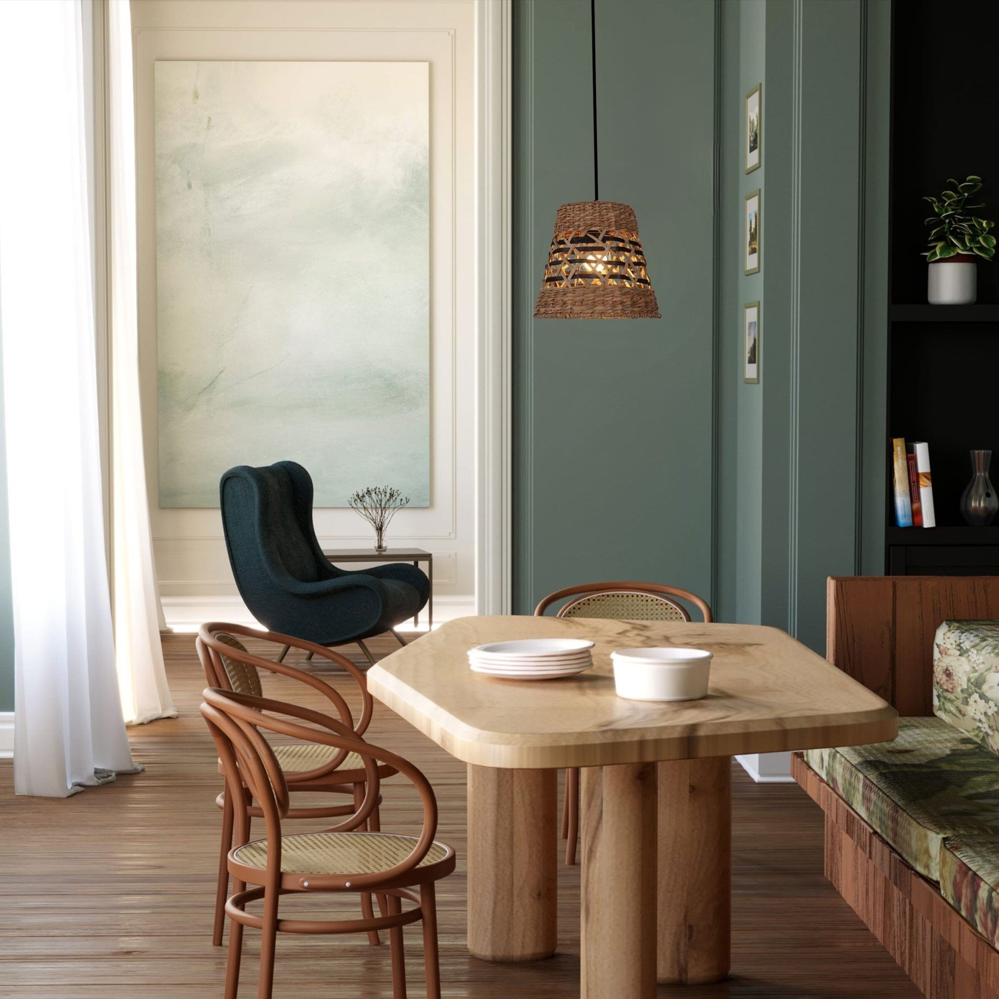 Lightsin Handwoven Paper Rope Pendant Light Bohemian Rustic Charm - House Comfort