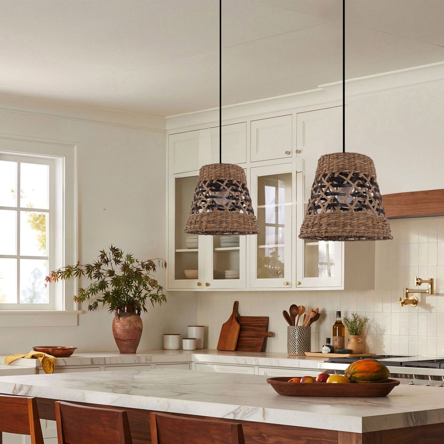 Lightsin Handwoven Paper Rope Pendant Light Bohemian Rustic Charm - House Comfort