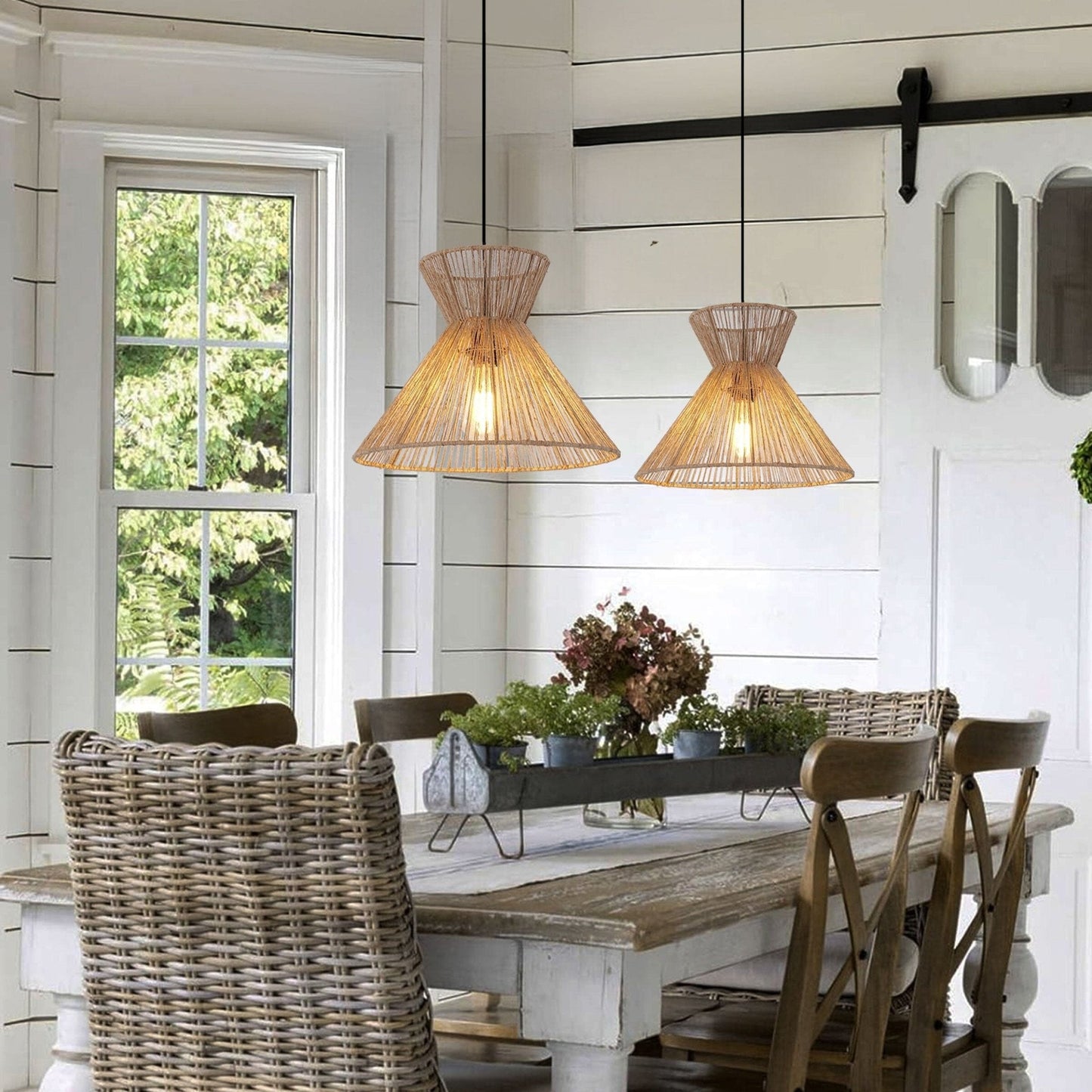 Lightsin Handwoven Paper Rope Pendant Light – Eco - Friendly Ceiling Fixture for Kitchen, Living Room & Bathroom - House Comfort