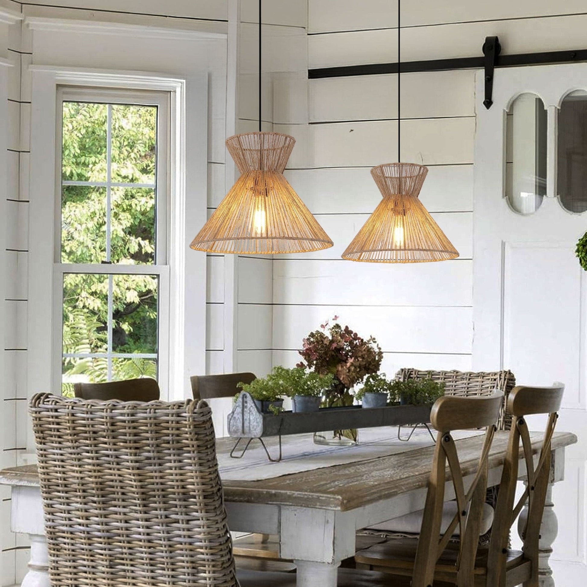 Lightsin Handwoven Paper Rope Pendant Light – Eco - Friendly Ceiling Fixture for Kitchen, Living Room & Bathroom - House Comfort