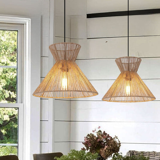 Lightsin Handwoven Paper Rope Pendant Light – Eco - Friendly Ceiling Fixture for Kitchen, Living Room & Bathroom - House Comfort