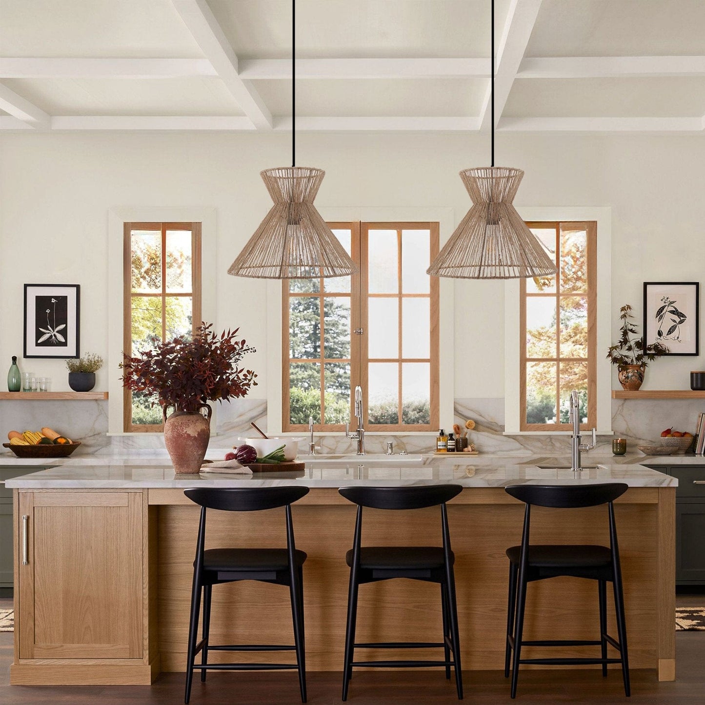 Lightsin Handwoven Paper Rope Pendant Light – Eco - Friendly Ceiling Fixture for Kitchen, Living Room & Bathroom - House Comfort