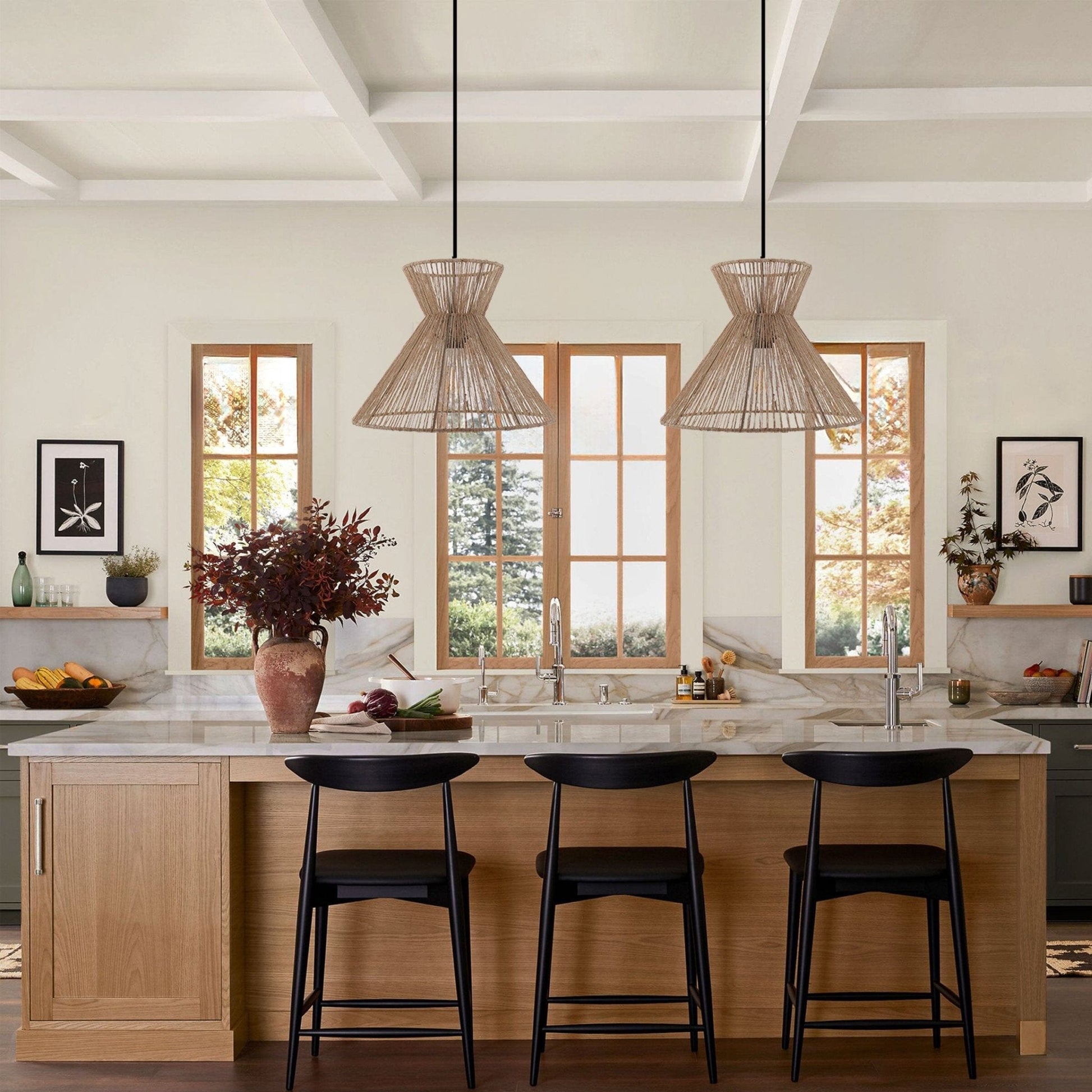 Lightsin Handwoven Paper Rope Pendant Light – Eco - Friendly Ceiling Fixture for Kitchen, Living Room & Bathroom - House Comfort