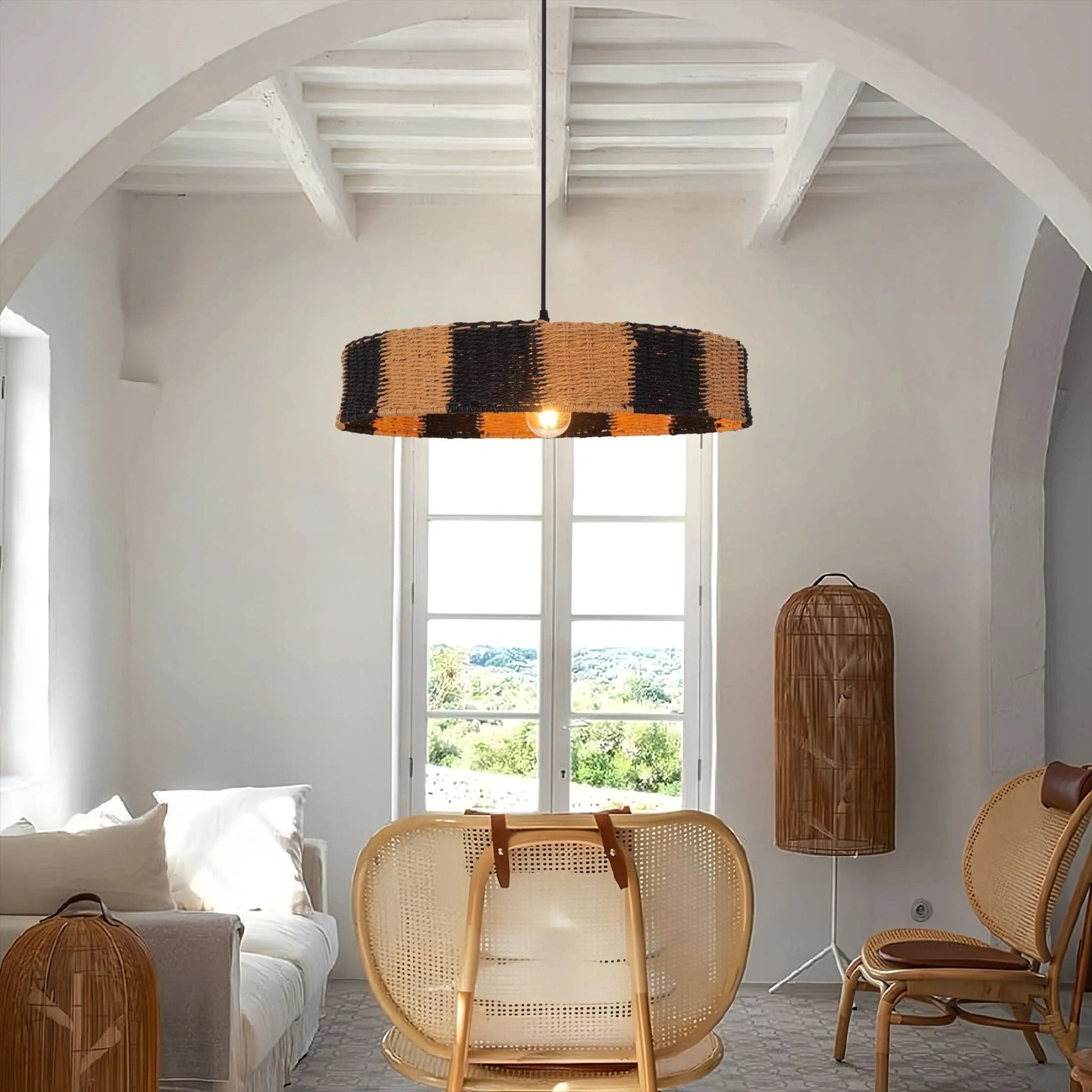 Lightsin Handwoven Paper Rope Pendant Light for a Warm Modern Glow - House Comfort