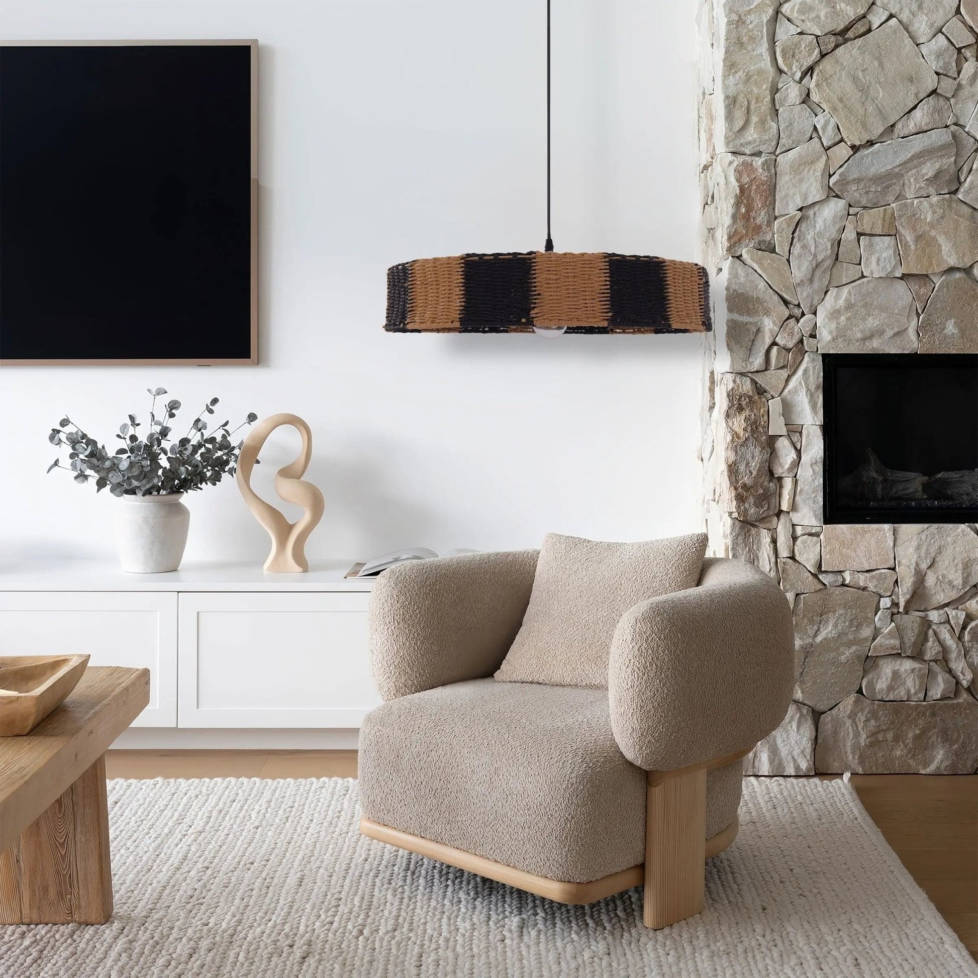 Lightsin Handwoven Paper Rope Pendant Light for a Warm Modern Glow - House Comfort