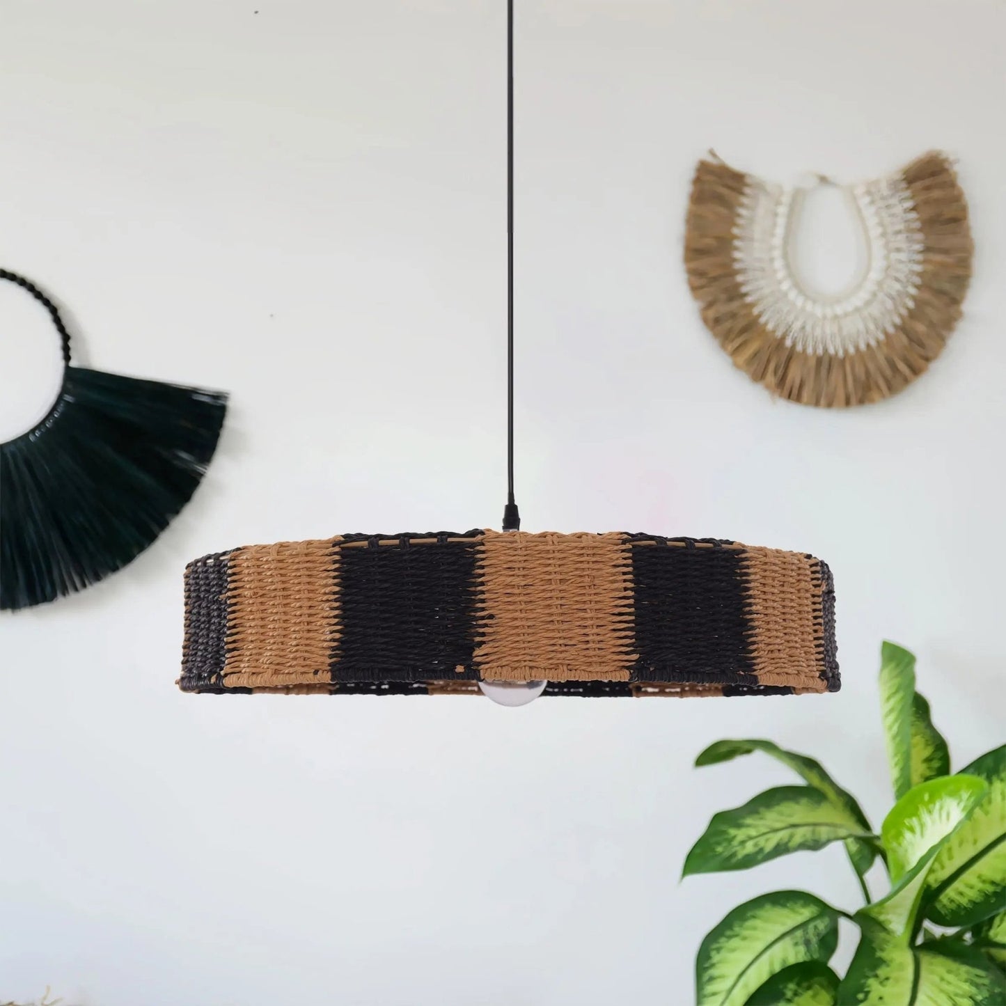 Lightsin Handwoven Paper Rope Pendant Light for a Warm Modern Glow - House Comfort