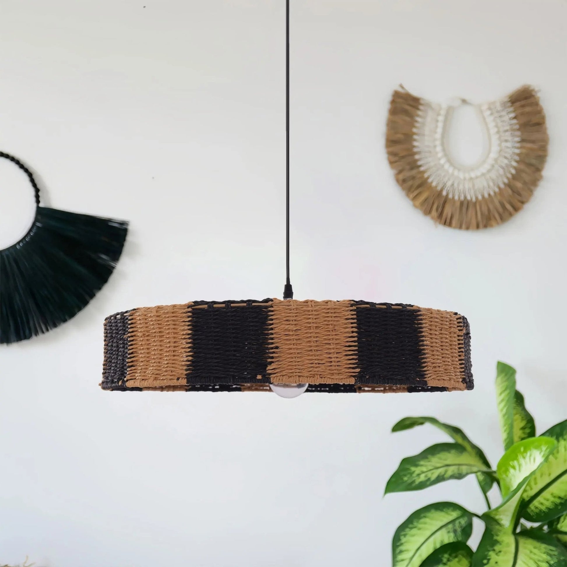 Lightsin Handwoven Paper Rope Pendant Light for a Warm Modern Glow - House Comfort