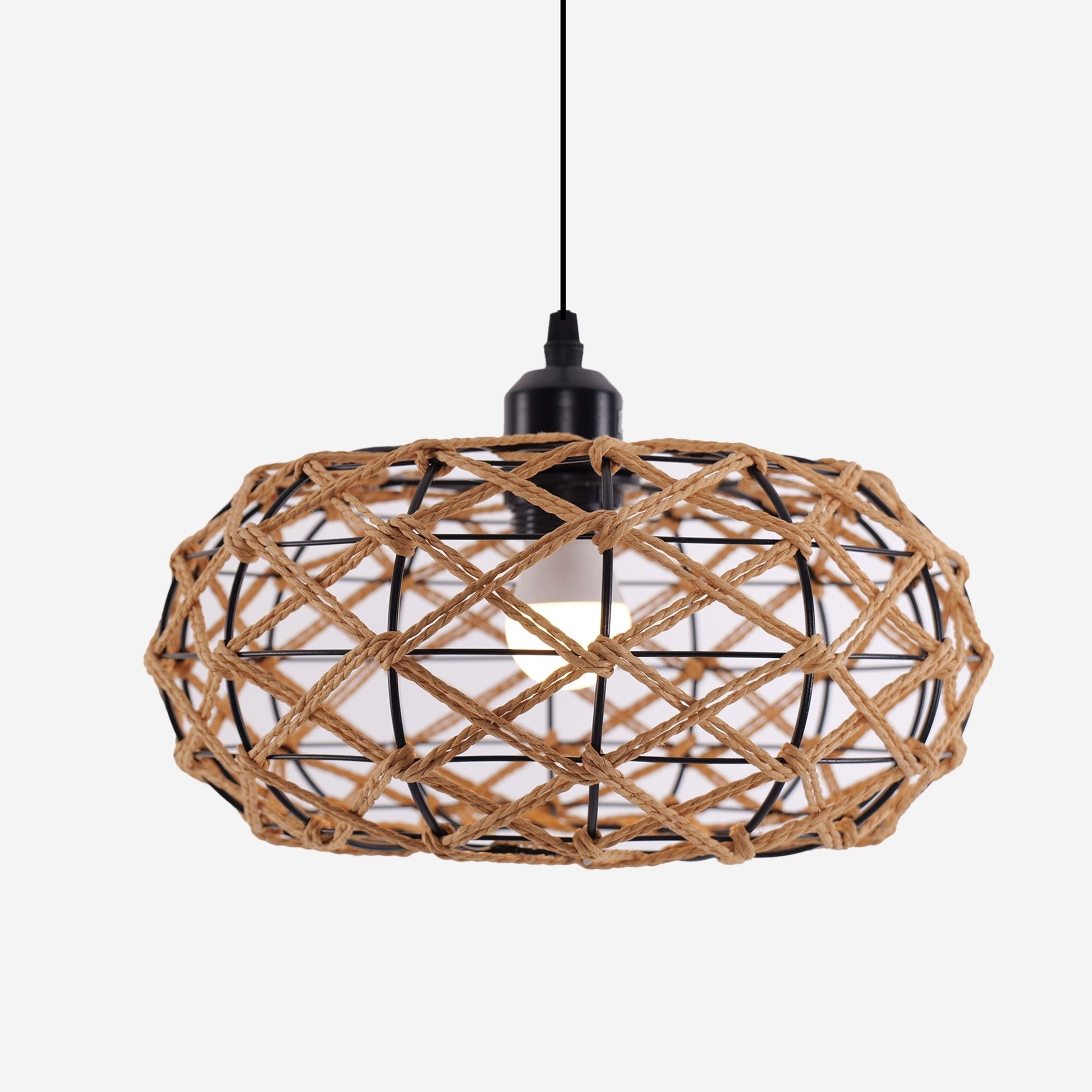 Lightsin Handwoven Paper Rope Pendant Light – Rustic Natural Ceiling Fixture for Bedroom, Dining & Living Rooms - House Comfort
