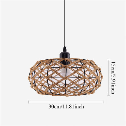 Lightsin Handwoven Paper Rope Pendant Light – Rustic Natural Ceiling Fixture for Bedroom, Dining & Living Rooms - House Comfort