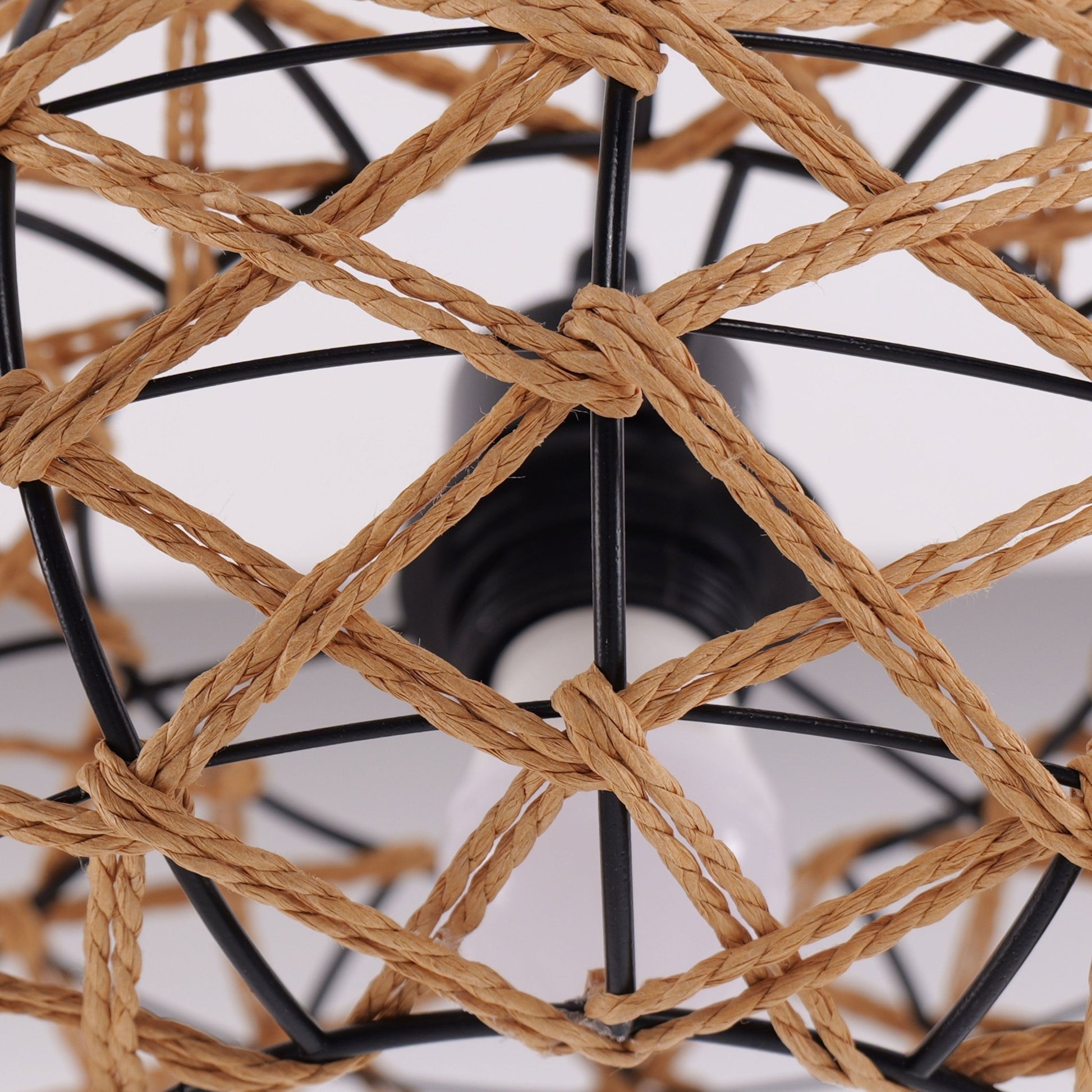 Lightsin Handwoven Paper Rope Pendant Light – Rustic Natural Ceiling Fixture for Bedroom, Dining & Living Rooms - House Comfort