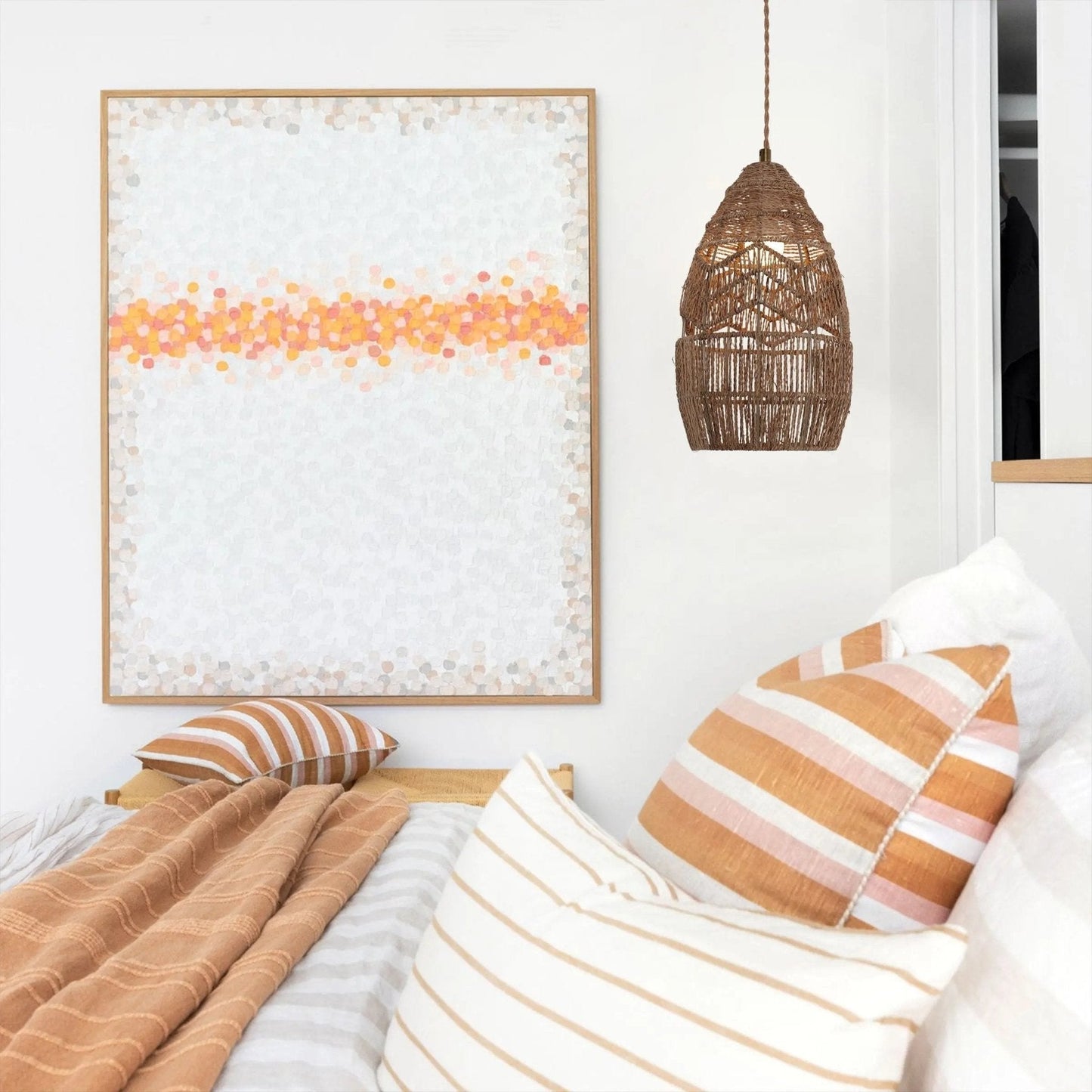 Lightsin Handwoven Rattan Bell Pendant Light for Dining Room Decor - House Comfort