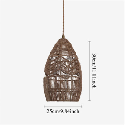 Lightsin Handwoven Rattan Bell Pendant Light for Dining Room Decor - House Comfort