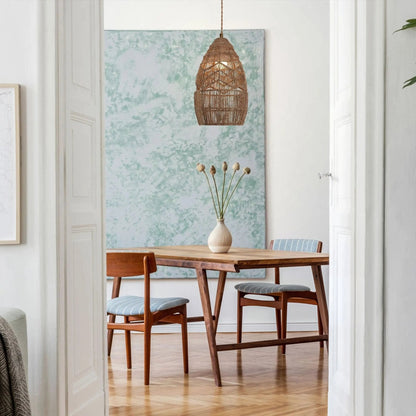 Lightsin Handwoven Rattan Bell Pendant Light for Dining Room Decor - House Comfort