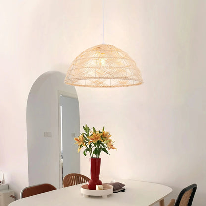 Lightsin Handwoven Rattan Dome Pendant Light for a Warm & Cozy Glow - House Comfort