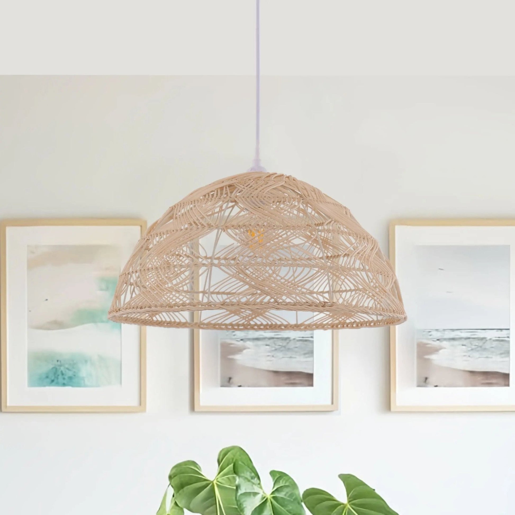 Lightsin Handwoven Rattan Dome Pendant Light for a Warm & Cozy Glow - House Comfort