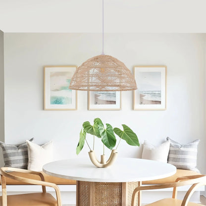 Lightsin Handwoven Rattan Dome Pendant Light for a Warm & Cozy Glow - House Comfort