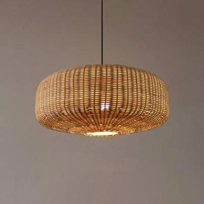 Lightsin Handwoven Rattan Hanging Lamp Rustic Style Pendant Light Fixture - House Comfort