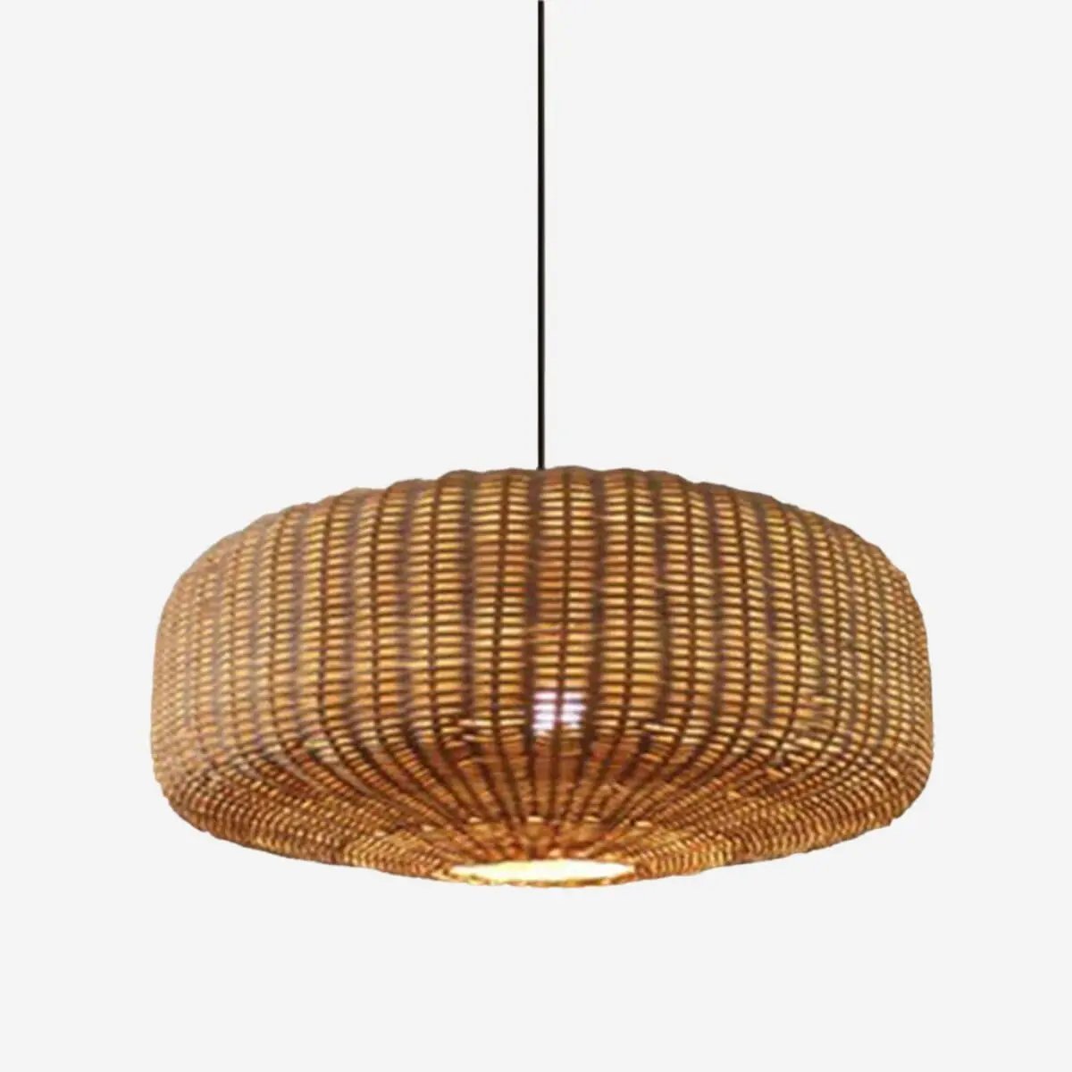 Lightsin Handwoven Rattan Hanging Lamp Rustic Style Pendant Light Fixture - House Comfort