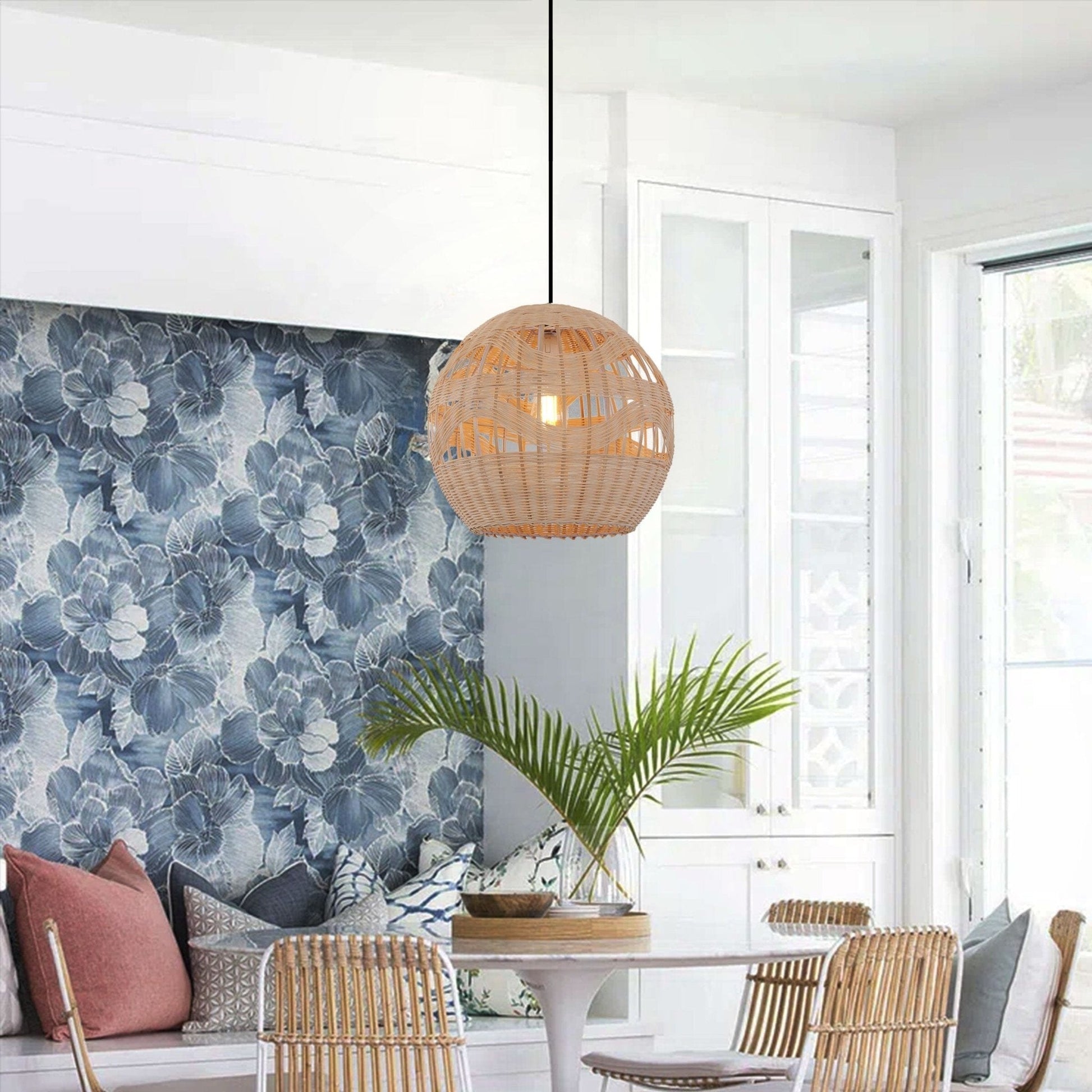 Lightsin Handwoven Rattan Pendant Light – Boho - Chic Ceiling Pendant Light for Dining Rooms, Living Spaces, and Wicker Interior Lighting - House Comfort