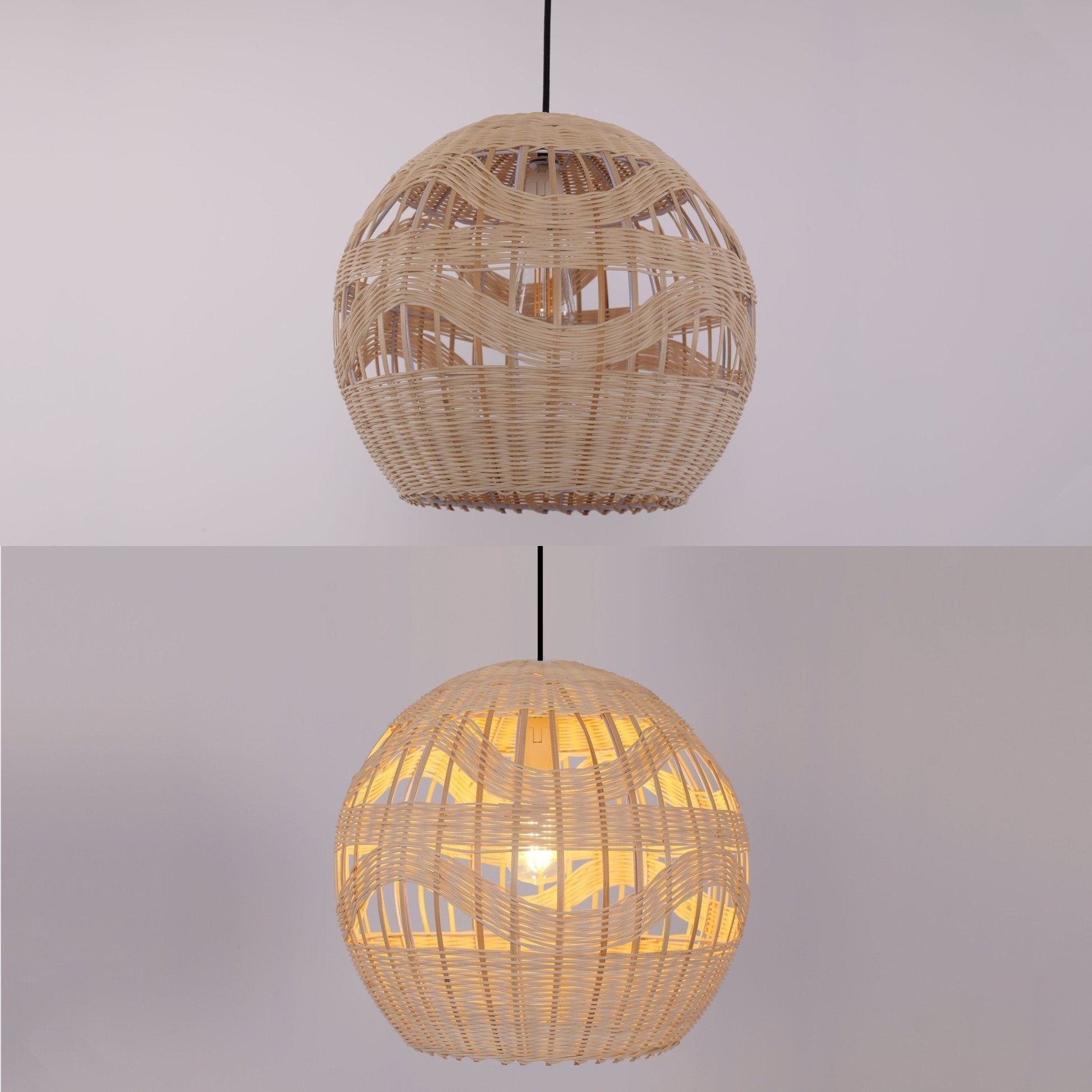 Lightsin Handwoven Rattan Pendant Light – Boho - Chic Ceiling Pendant Light for Dining Rooms, Living Spaces, and Wicker Interior Lighting - House Comfort