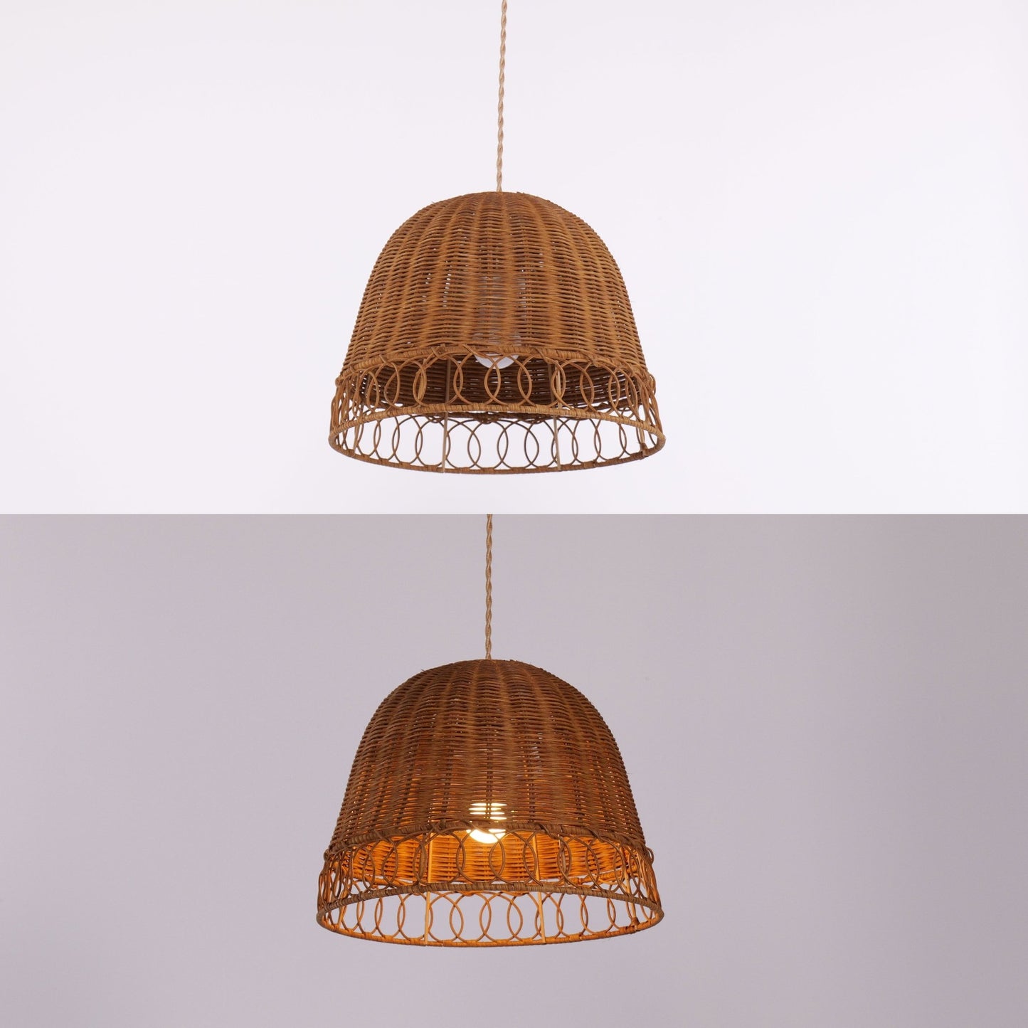 Lightsin Handwoven Rattan Pendant Light – Eco - Friendly, Warm Lighting for Cozy Living Rooms & Dining Spaces - House Comfort